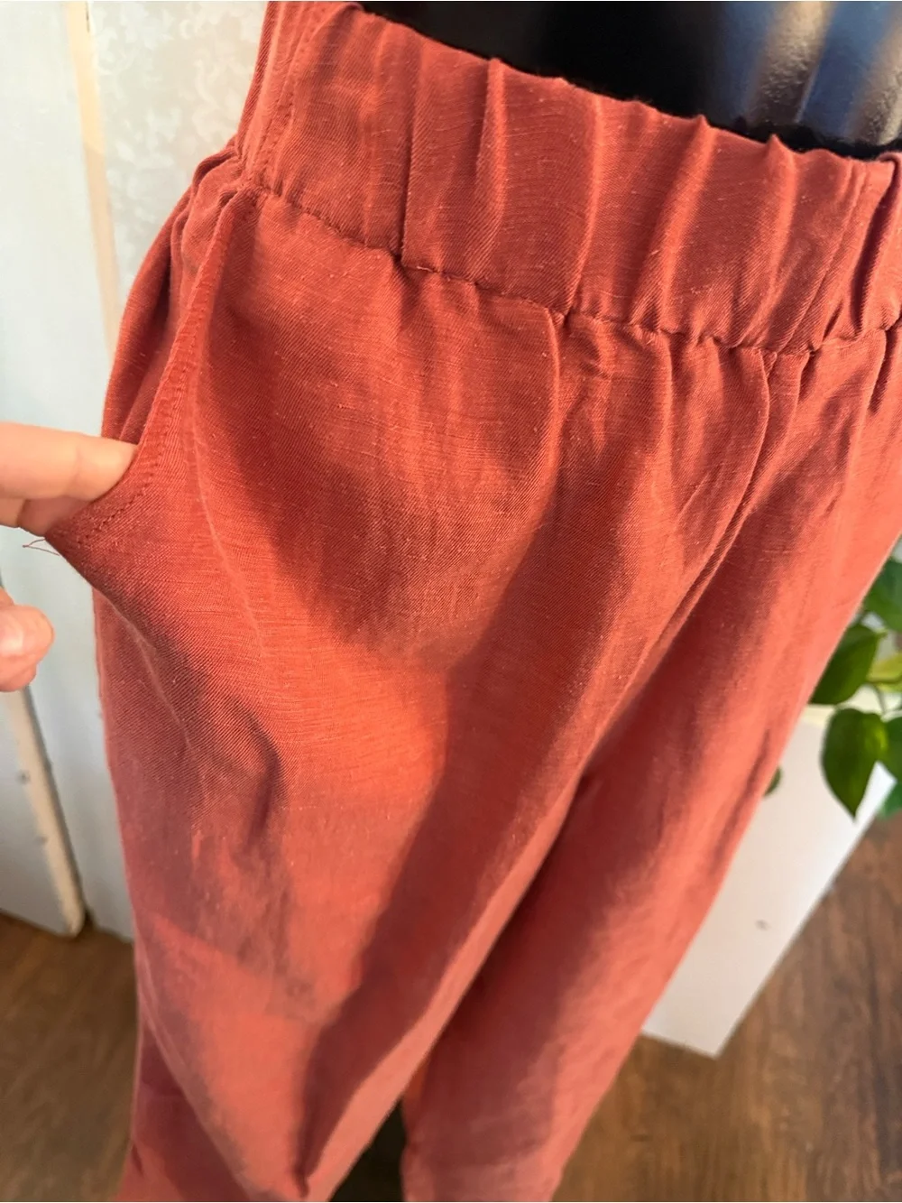 NWT J Crew Astrid Corsl Colored Elastic Waist Linen-Cupro Ankle Pants Large